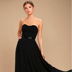 Dream of Me Black Strapless Beaded Maxi Dress XS